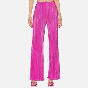 Good American Always Fits Plisse Wide Leg Pink Pants